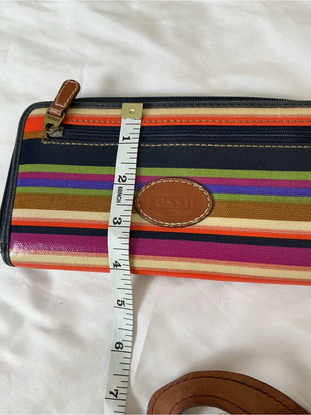 Fossil Colorful Striped Tote & Wallet Set – Canvas + Leather Boho Bundle - Picture 8 of 15